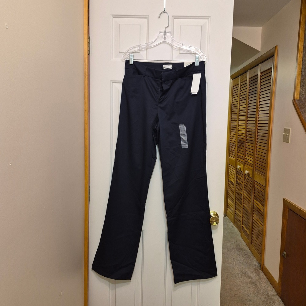 Dockers Women Metro Pant Ideal Fit Mid Rise Navy Blue Straight Leg Size 10 Med
